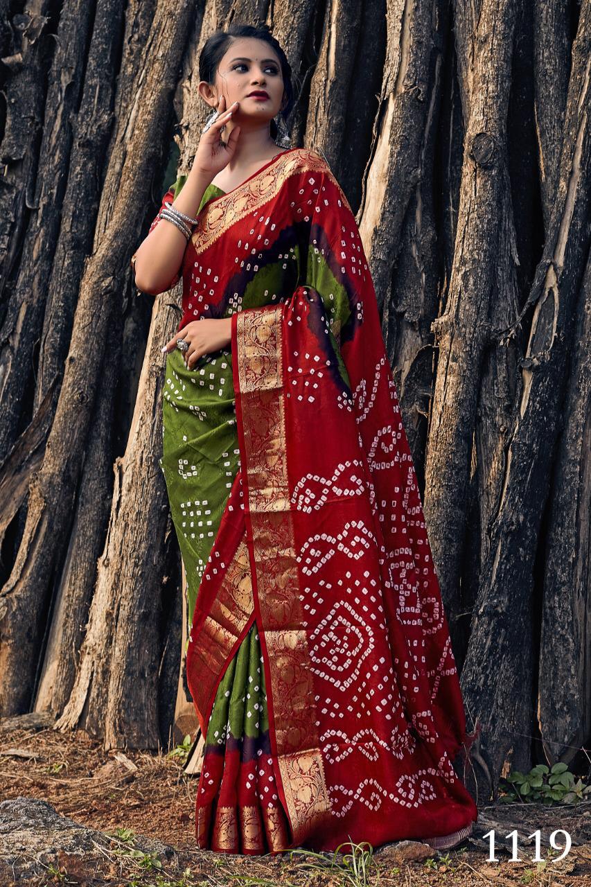 Silver Bandhej Latest Fancy Designer Festive Wear Saree Collection 